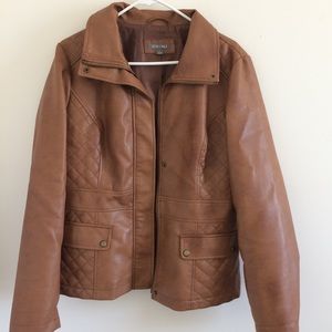Roz&Ali Brown Faux Leather Jacket